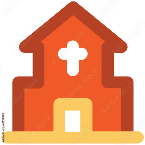 Church building bold line icon