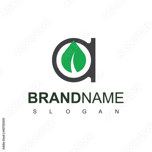 Letter A logo with Leaf element, modern natural agricultural company Logo