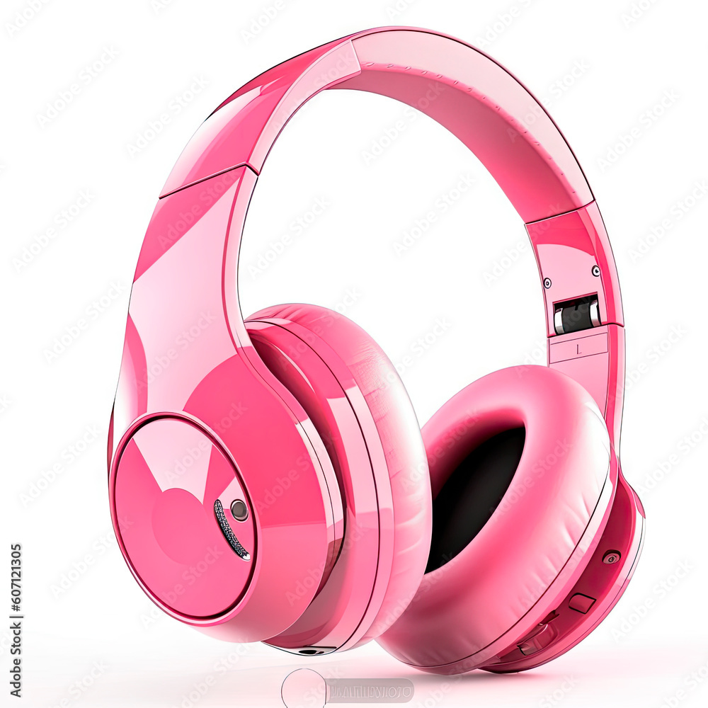 Headphones pink isolated Headphones pink isolated