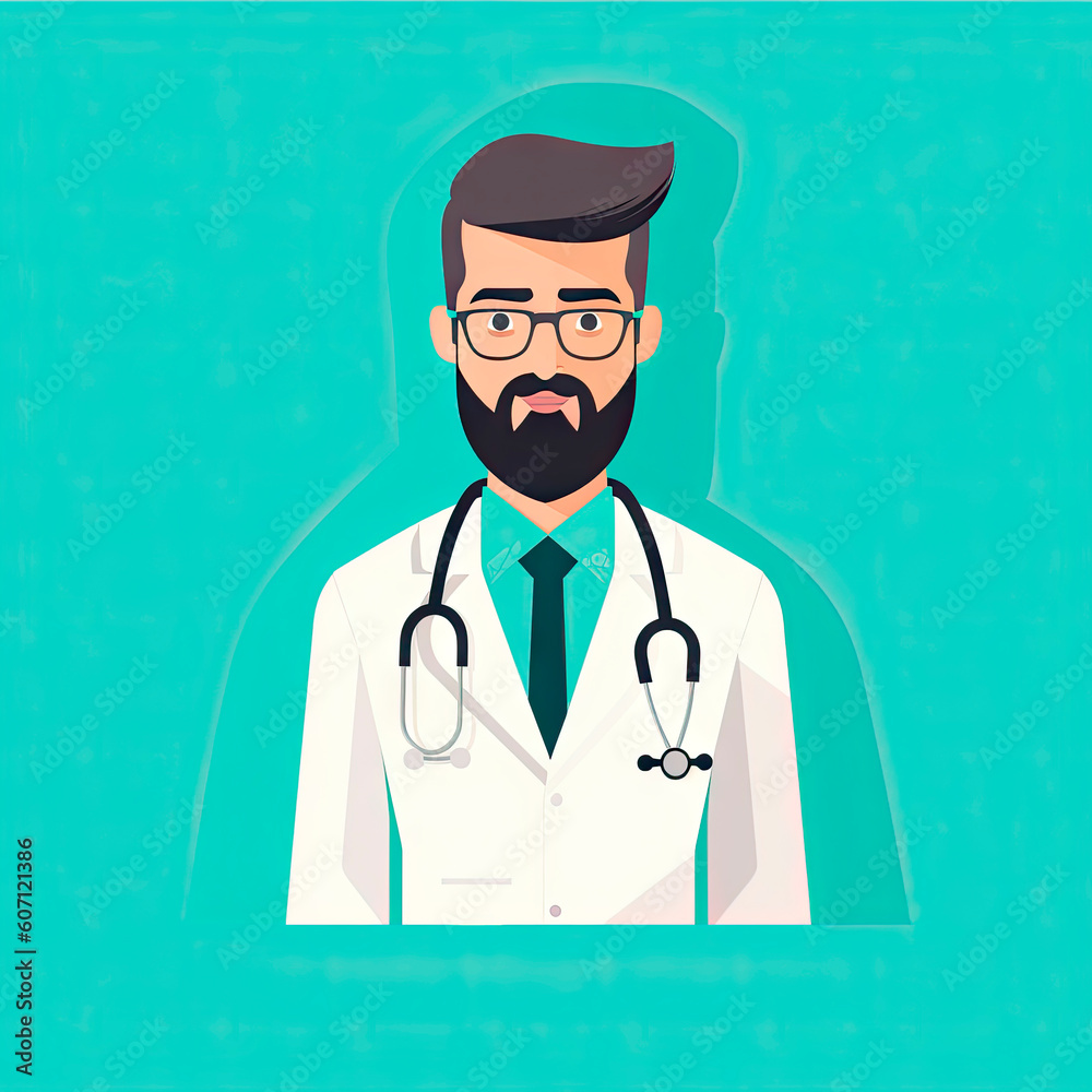 Male doctor with glasses and a stethoscope on his neck. Male doctor with glasses and a stethoscope on his neck.