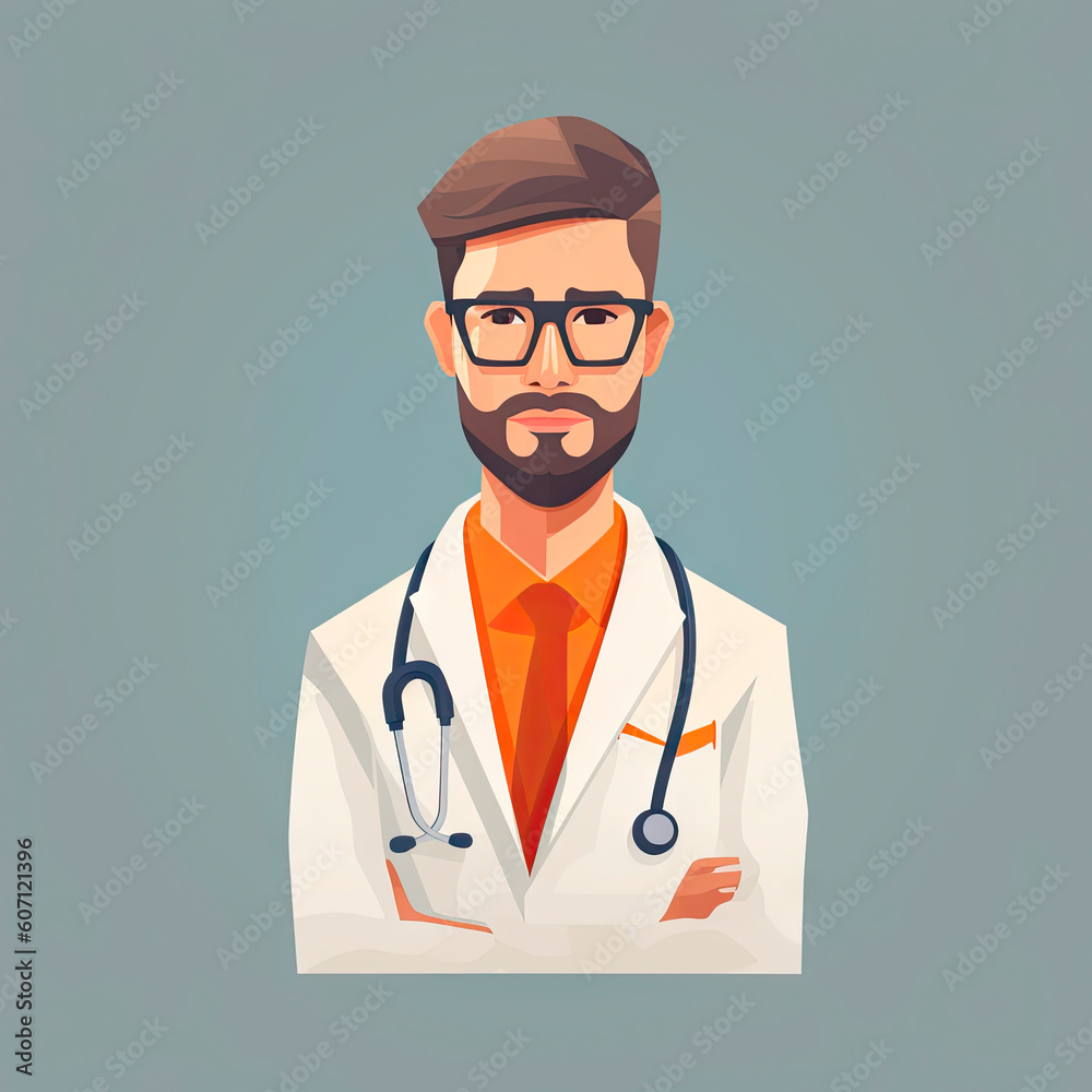 Male doctor with glasses and a stethoscope on his neck. Male doctor with glasses and a stethoscope on his neck.