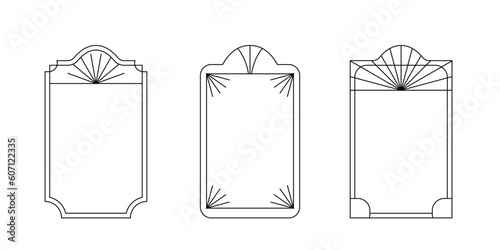 Vector set of linear minimalistic aesthetic frames and borders with stars. Rectangular, arch modern geometric shapes in art deco style with sparkles for social media, decoration, logo design template