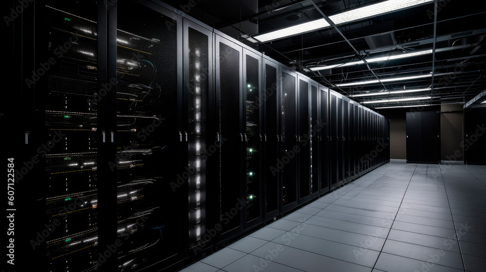 Large data center with powerful servers.