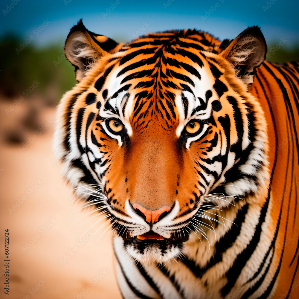Tiger close-up. Wildlife photo. Generative AI Tiger close-up. Wildlife photo. Generative AI