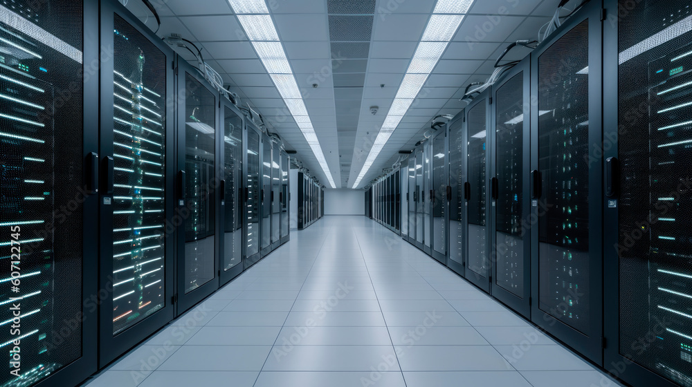 Large data center with powerful servers. Large data center with powerful servers.