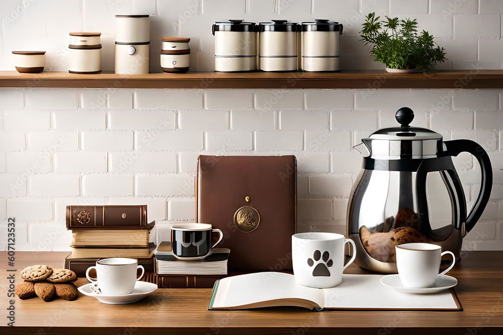 dog-themed mugs, a dog-shaped cookie jar, and a dog lover's book collection dog-themed mugs, a dog-shaped cookie jar, and a dog lover's book collection