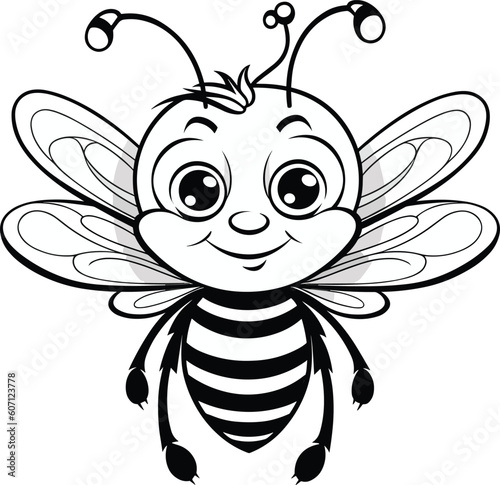 Bee, colouring book for kids, vector illustration