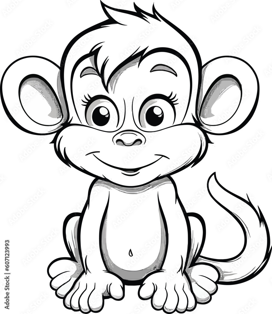 Monkey, colouring book for kids, vector illustration Monkey, colouring book for kids, vector illustration