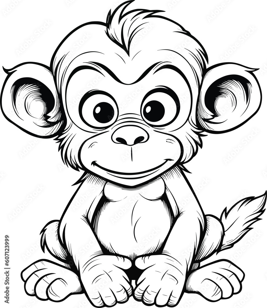 Monkey, colouring book for kids, vector illustration Monkey, colouring book for kids, vector illustration