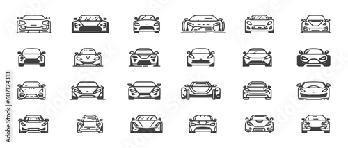 Big set of isolated sport car vector icons. Trendy beat signs for website, apps and UI. Isolated on white background.