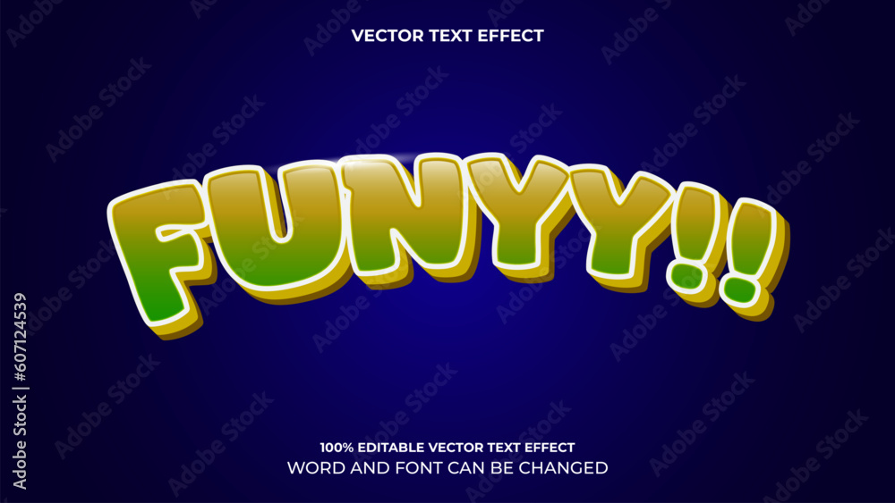 Editable funny vector text effect with green color