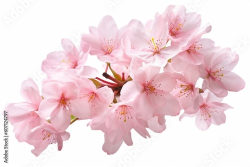 pink cherry blossom isolated on white background Generative AI