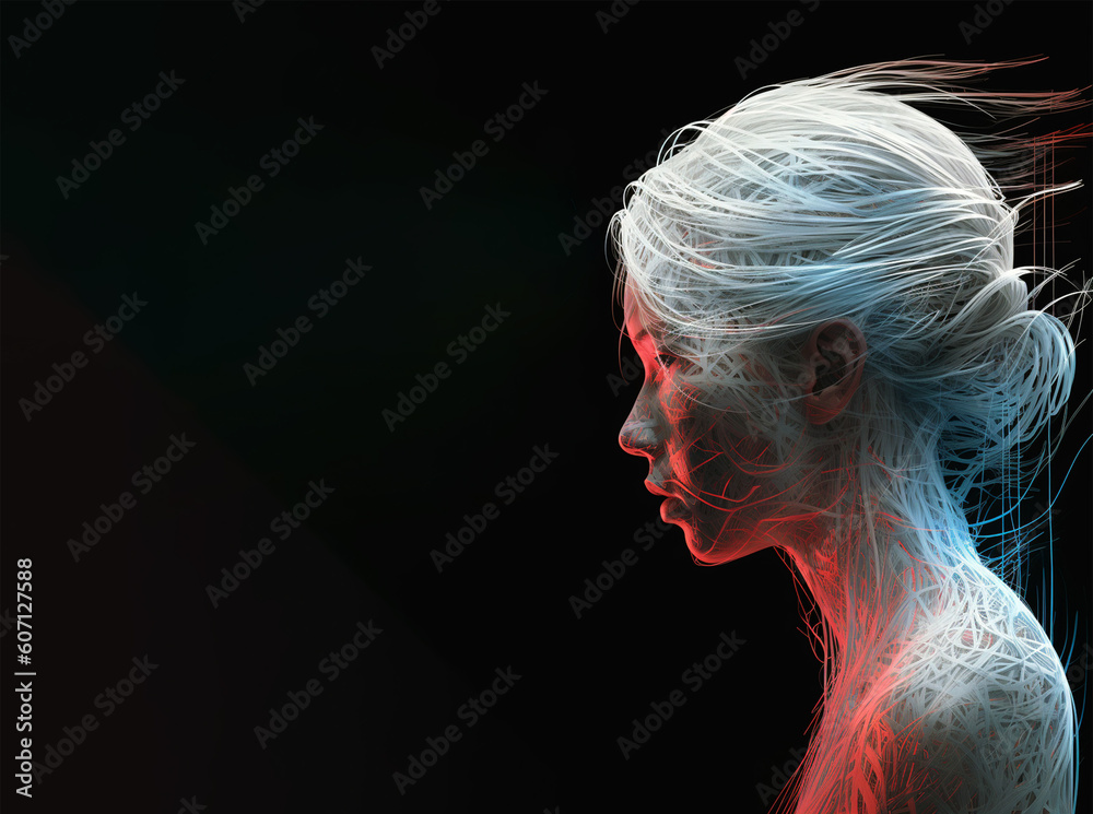 portrait of a Beautiful white haired young woman with copy space Generative AI