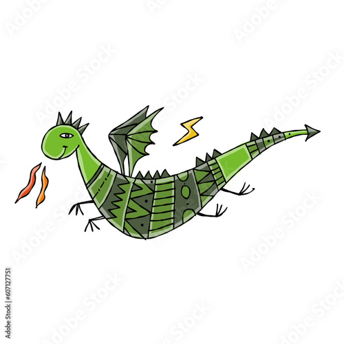 Funny Dragon character isolated on white. Symbol of Chinese New Year 2024 for...