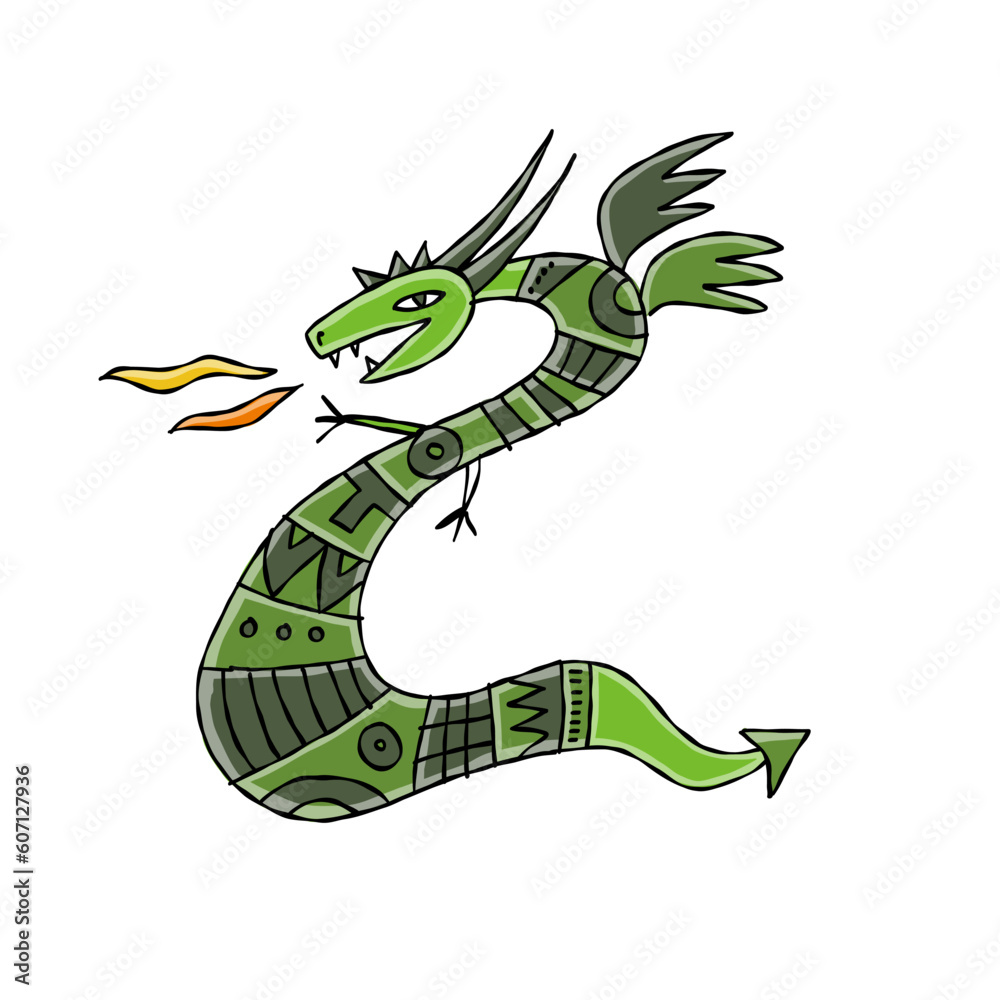 Fototapeta premium Funny Dragon character isolated on white. Symbol of Chinese New Year 2024 for your design