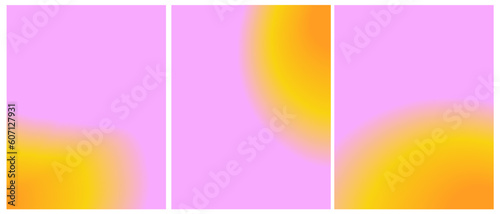 Neon Layouts with Colorful Gradient. Pink-Orange-Yellow Blurry Backgound.Simple Minimalist Prints without Text ideal for Cover, Flayer, Banner, Blanks. Vibrant RGB Colors. Cute Layout with Copy Space.