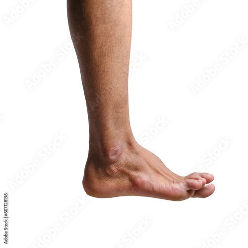 Male Feet in Various Poses against a White or Transparent Background