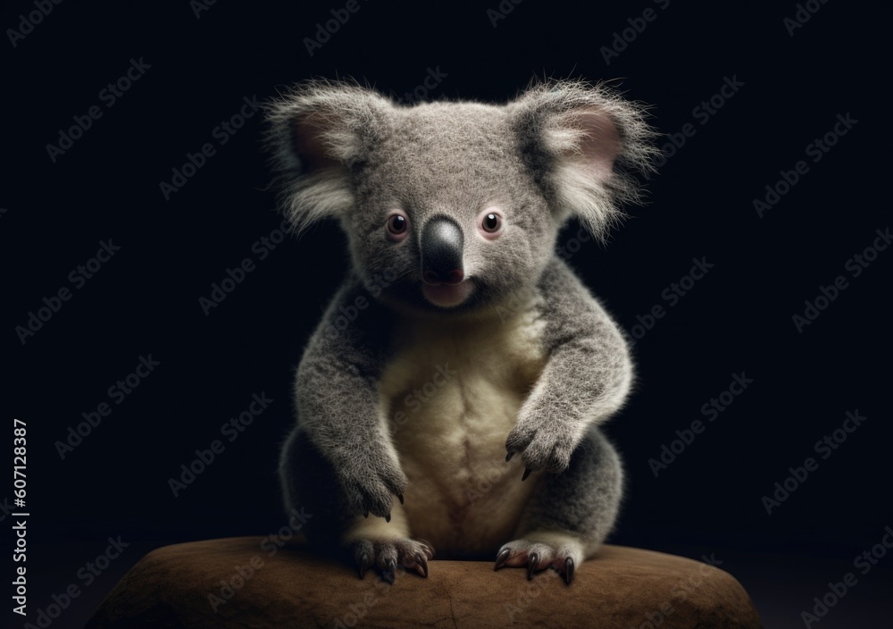 Portrait of a cute koala bear cub, an illustration of beautiful, funny wild animals