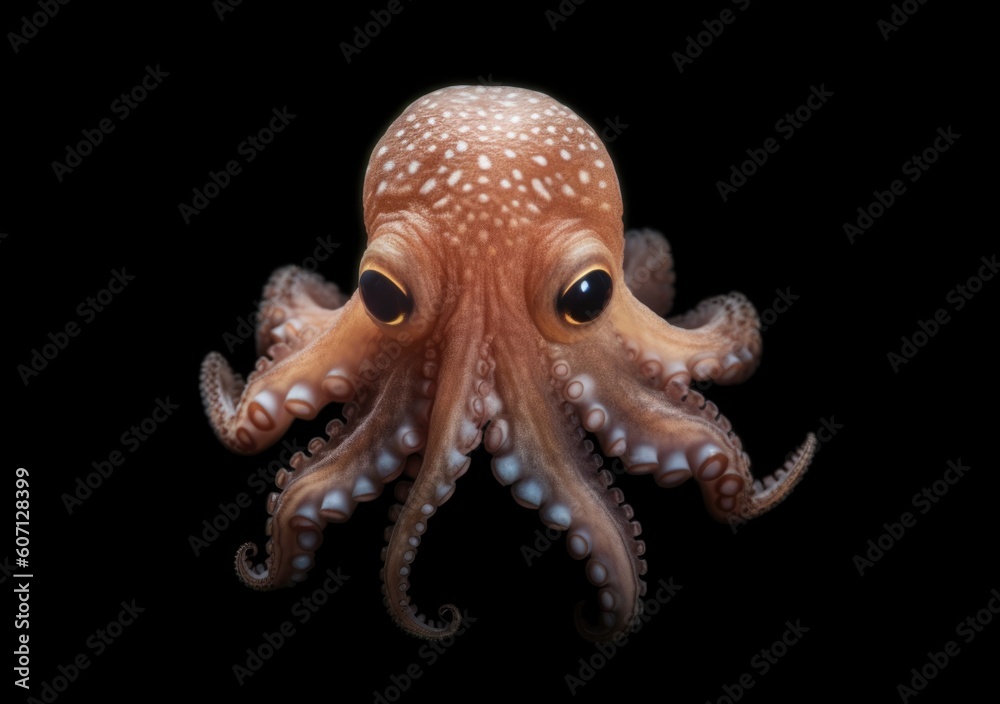 Naklejka premium Young and cute stylized Octopus baby on dark background