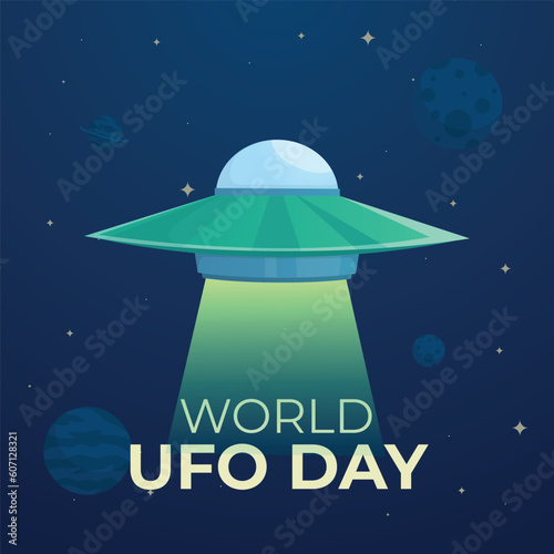 world ufo day design template. ufo vector design. space ship illustration. flat ufo illustration.