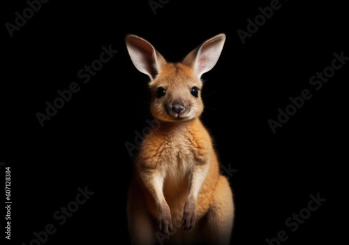 Adorable, young kangaroo on dark background, an illustration of wild cute animals © TKL