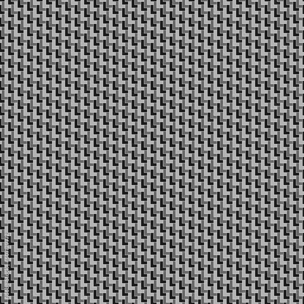 Seamless surface pattern design with polygons. L shape grey blocks wallpaper. Repeated mosaic figures background. Pavement motif. Digital paper with pavers for page fills, web designing, print. Vector Seamless surface pattern design with polygons. L shape grey blocks wallpaper. Repeated mosaic figures background. Pavement motif. Digital paper with pavers for page fills, web designing, print. Vector