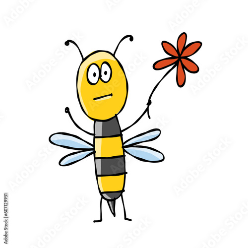 Funny Bee character isolated on white for your design