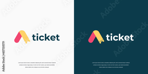 Ticket logo vector design. Ticket icon Letter A
