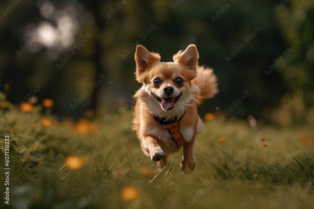 Dog running to camera. Created with Generative AI. Dog running to camera. Created with Generative AI.