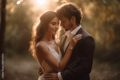 Couple in love holding each other. Created with generative ai