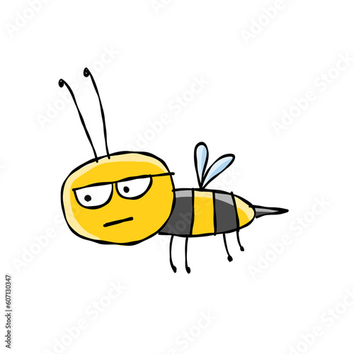 Funny Bee character isolated on white for your design