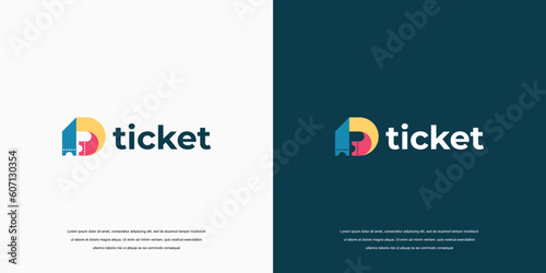 Ticket logo vector design. Ticket icon Letter D