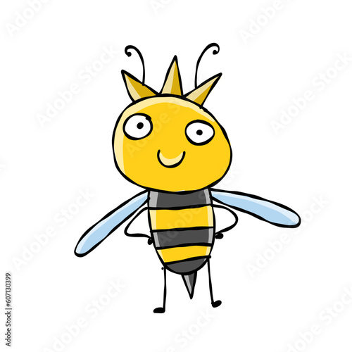 Funny Bee character isolated on white for your design