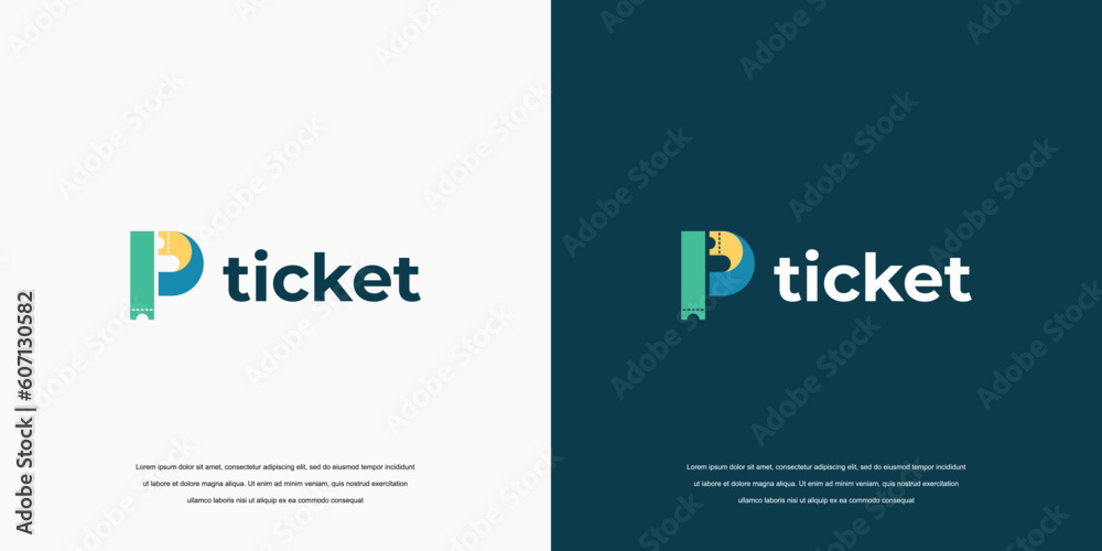 Ticket logo vector design. Ticket icon Letter P Logo Ticket logo vector design. Ticket icon Letter P Logo