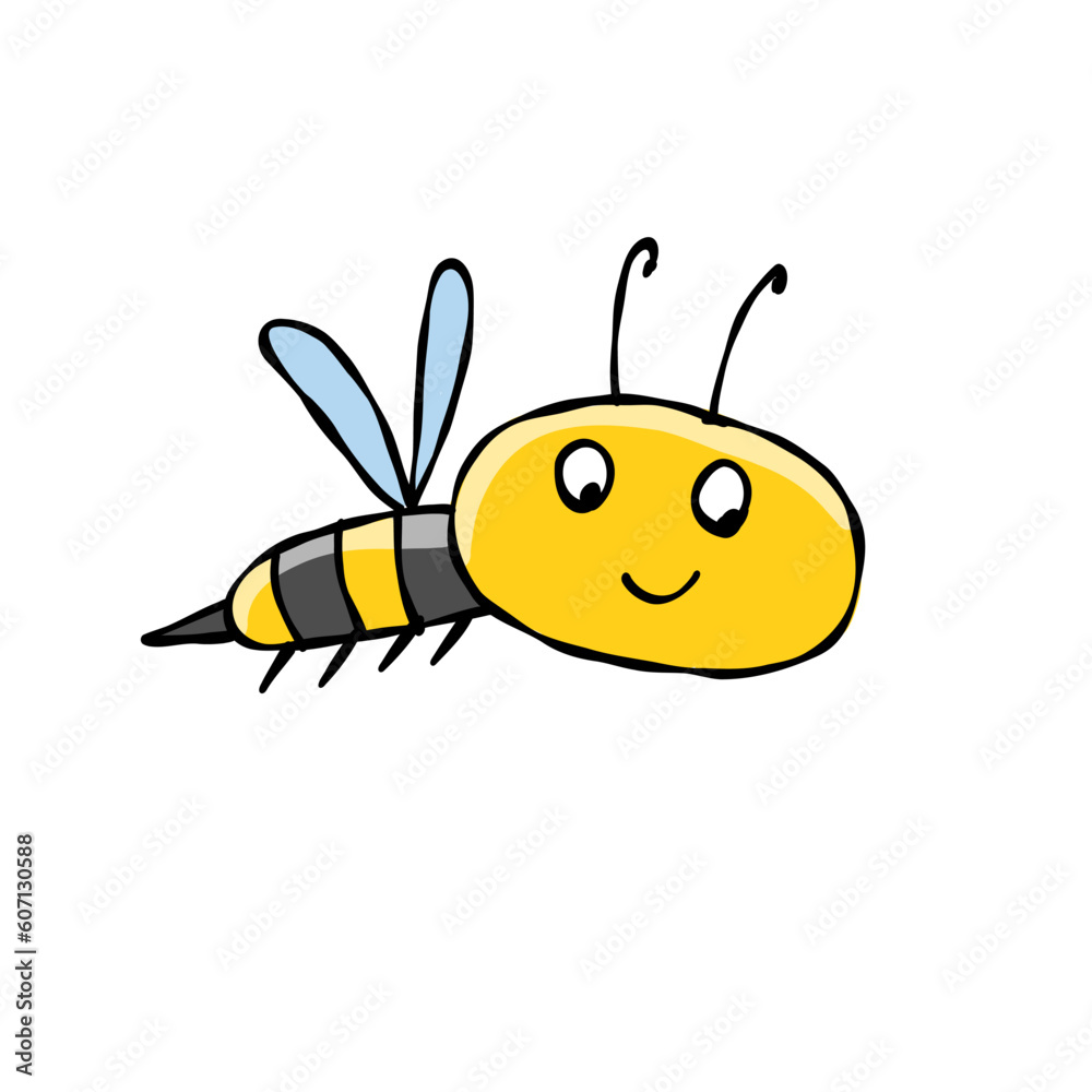 Funny Bee character isolated on white for your design Funny Bee character isolated on white for your design