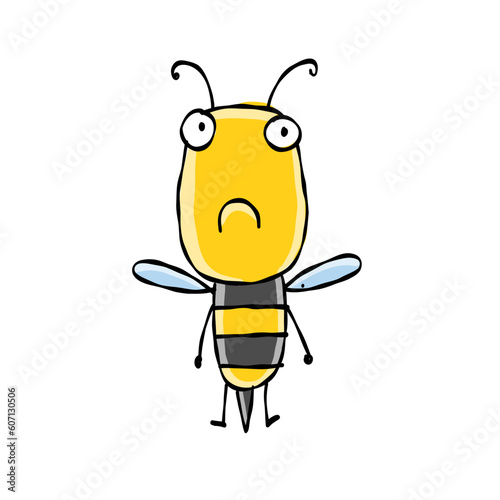 Funny Bee character isolated on white for your design