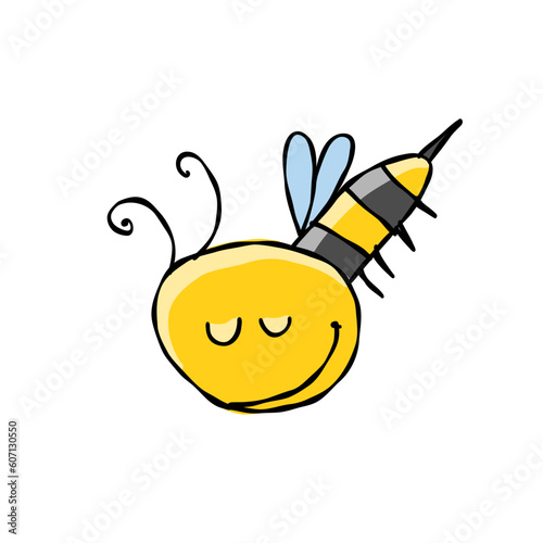 Funny Bee character isolated on white for your design
