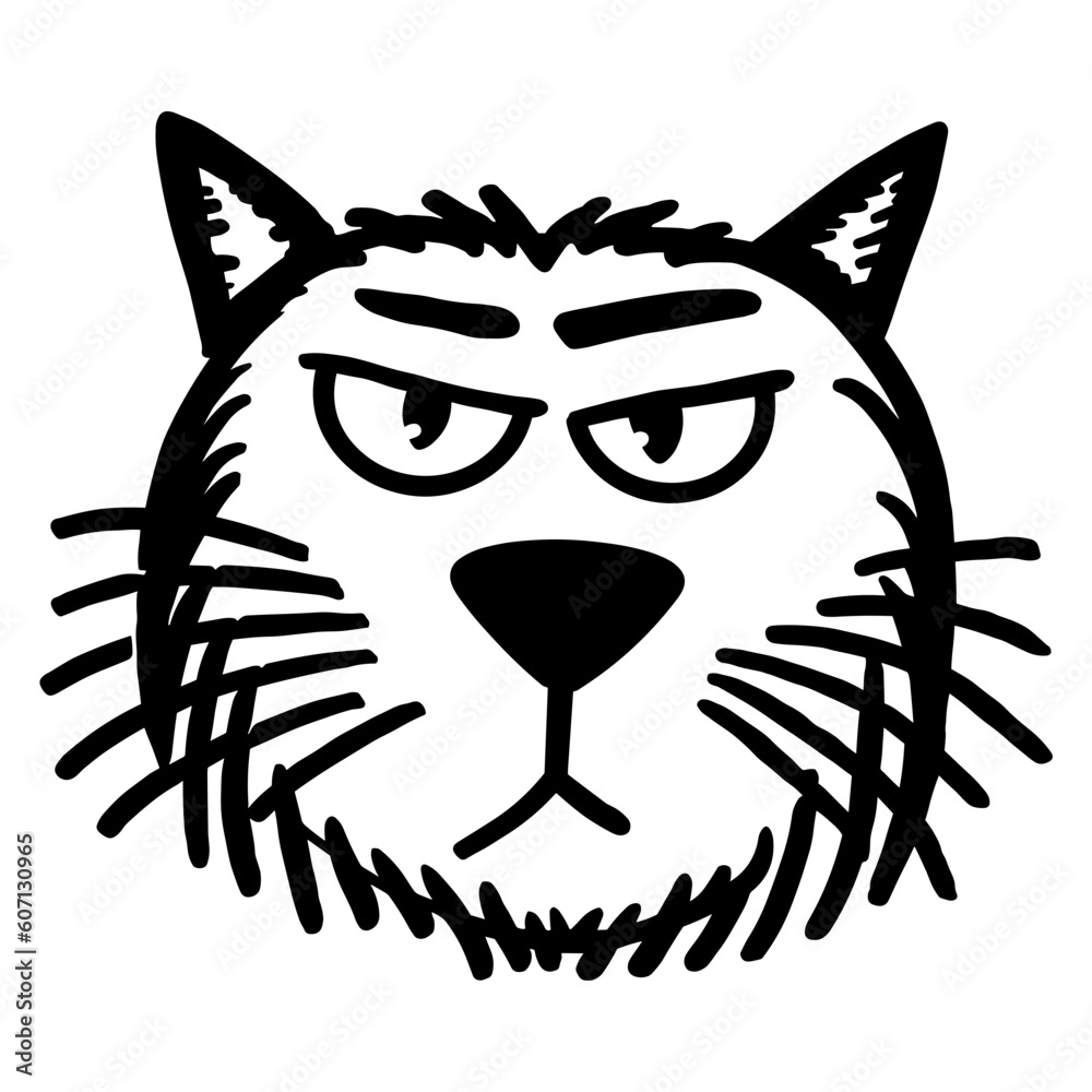 Cat angry rage face artwork Royalty Free Vector Image