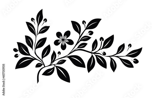 Branch with Leaves - Minimalist Vector Pattern