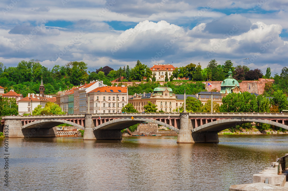 Prague and River Vltava with Manes Bridge