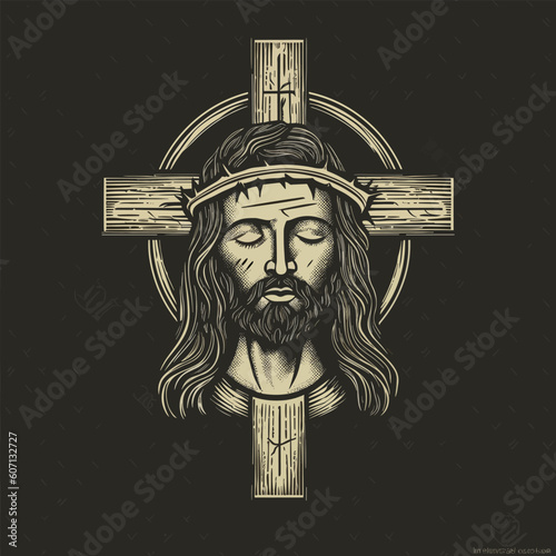 Christian Catholic cross sign crucified jesus vector illustration