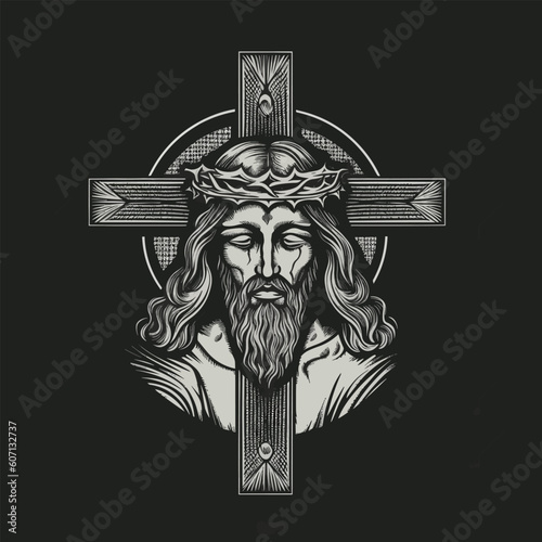 Christian Catholic cross sign crucified jesus vector illustration