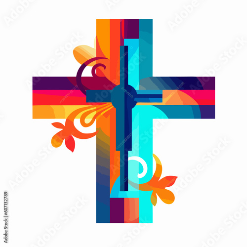 Colorful christian cross isolated vector illustration