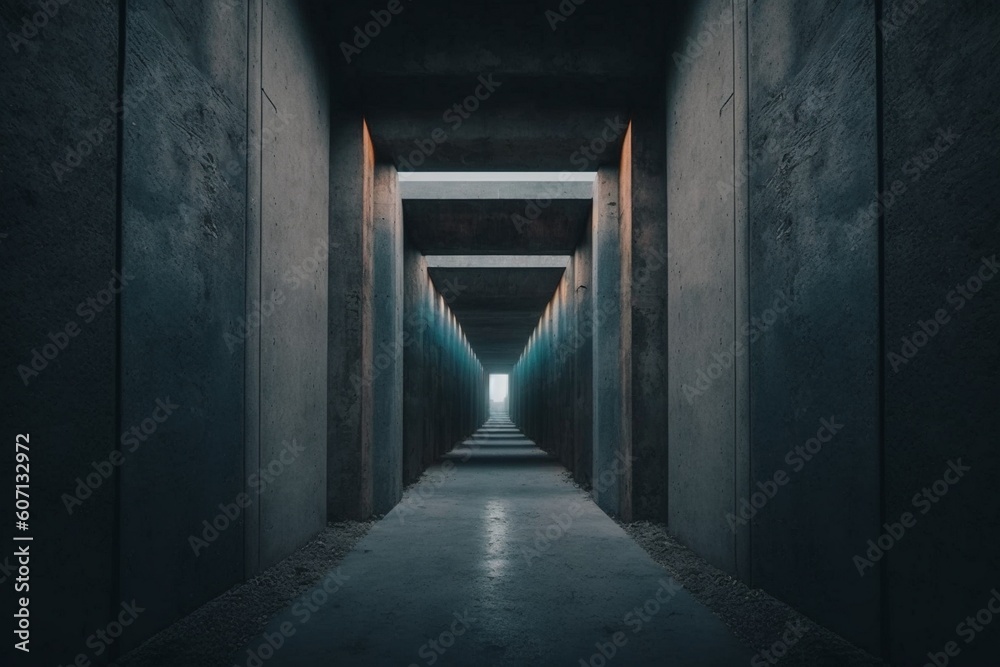 Fototapeta premium Futuristic underground corridor with colorful lights Generative AI