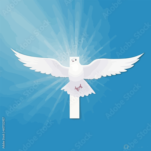 Dove whit christian cross symbol vector illustration