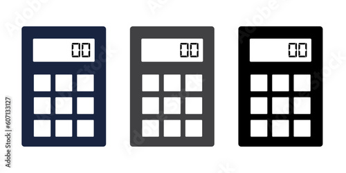 Calculator vector business accounting calculation technology calculating finance. Calculator set in blue, grey and black.