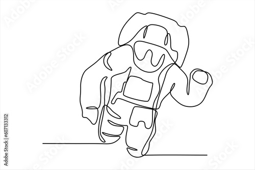 continuous line illustration of an astronaut