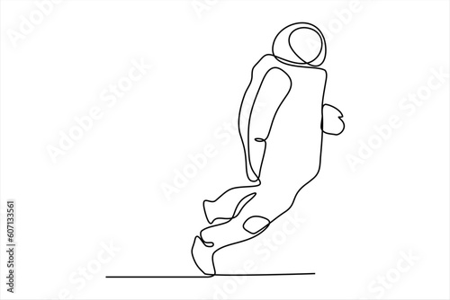 continuous line illustration of an astronaut