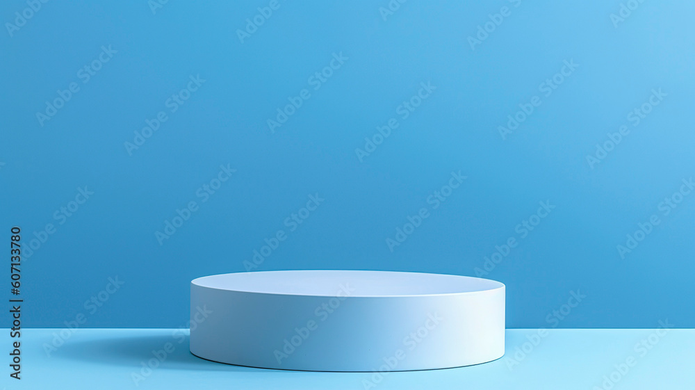 Pastel blue display set against a vibrant bright blue background. Pastel blue display set against a vibrant bright blue background.