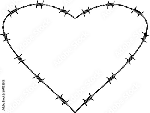 heart barbed wire barb wire love svg vector cut file for circut and silhouette leather vinyl template   